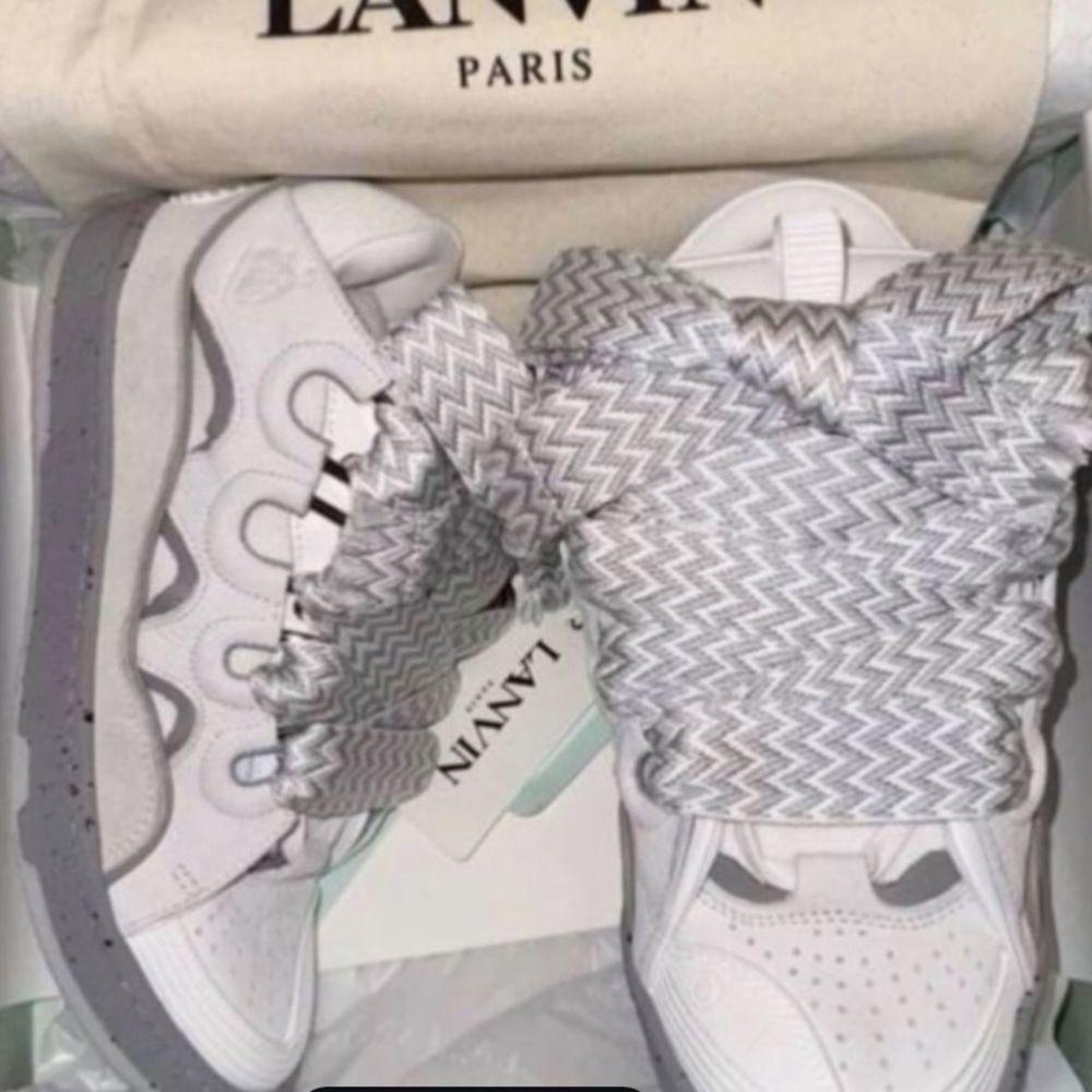 Lanvin White and Gray Sneakers Modern Athletic Design